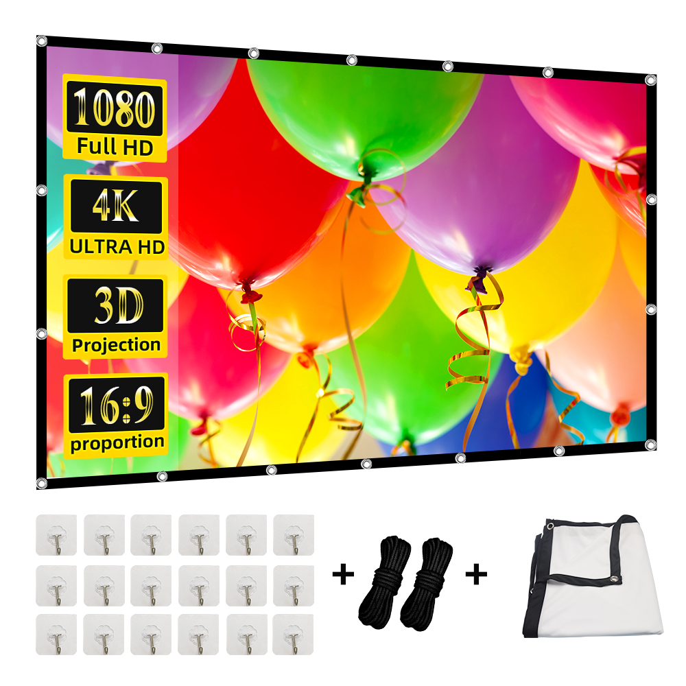 Projector Screen 100 Inch - MIXITO tirai proyeksi 16: 9, rasio