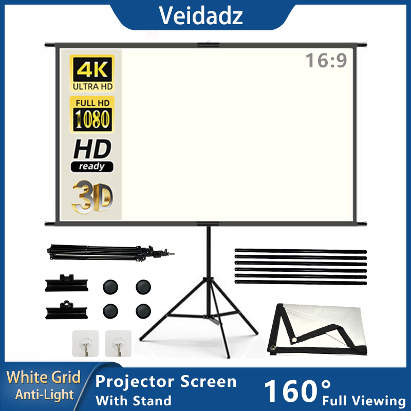 Projector Screen 100 Inch - Layar Proyektor dengan Berdiri Kotak Putih