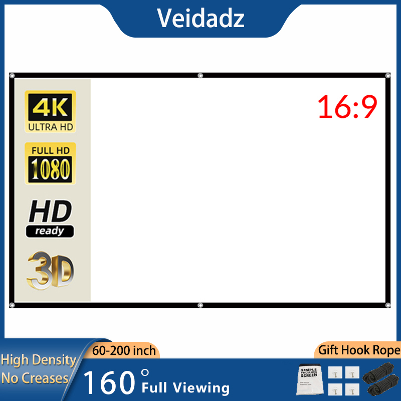 Projector Screen 100 Inch - VEIDADZ proyektor lipat portabel 60-200 inci,