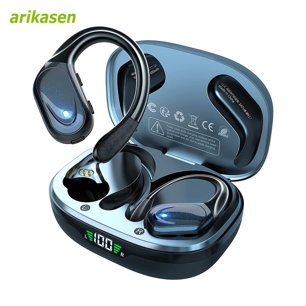 Home Cinema Amazon - Earbud olahraga Bluetooth 5.3 nirkabel, headphone