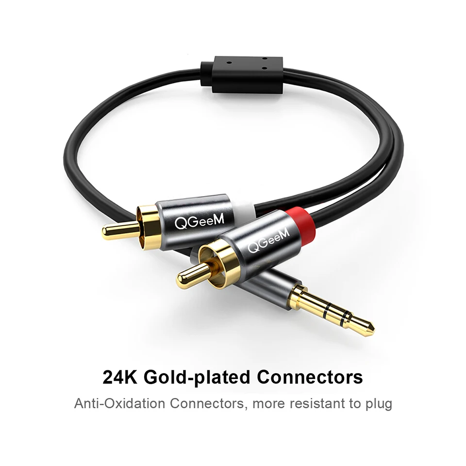 Kabel RCA QGeeM 2RCA ke 3.5mm, - Home Cinema Dvd ulasan dan harga