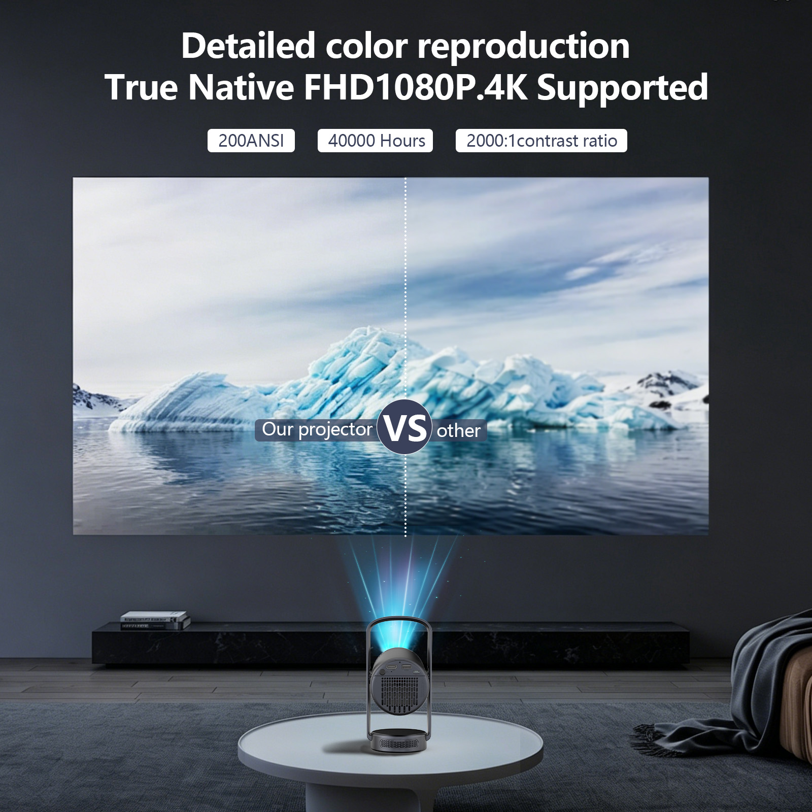 Proyektor Portabel Pintar Baru - Home Cinema Entertainment ulasan dan harga