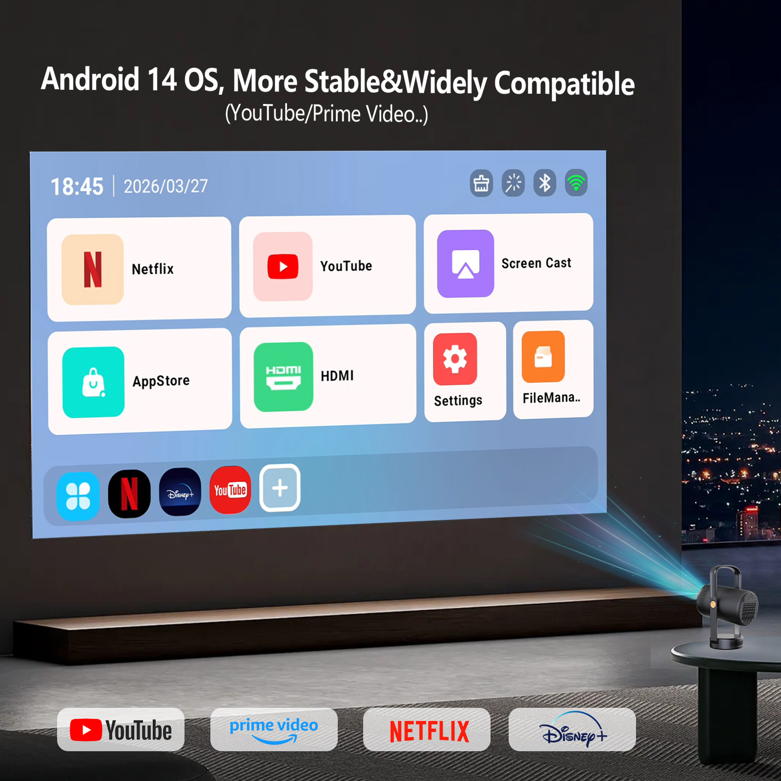 Proyektor Portabel Pintar Baru - Home Cinema Entertainment ulasan dan harga