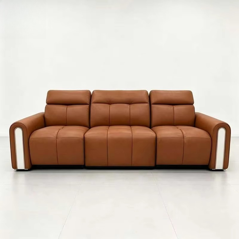 Sofa Reclining Kulit Oranye Ho - Home.Cinema Orange ulasan dan harga