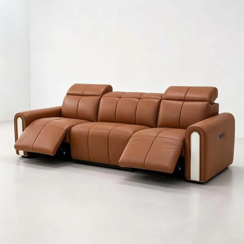 Sofa Reclining Kulit Oranye Ho - Home.Cinema Orange ulasan dan harga