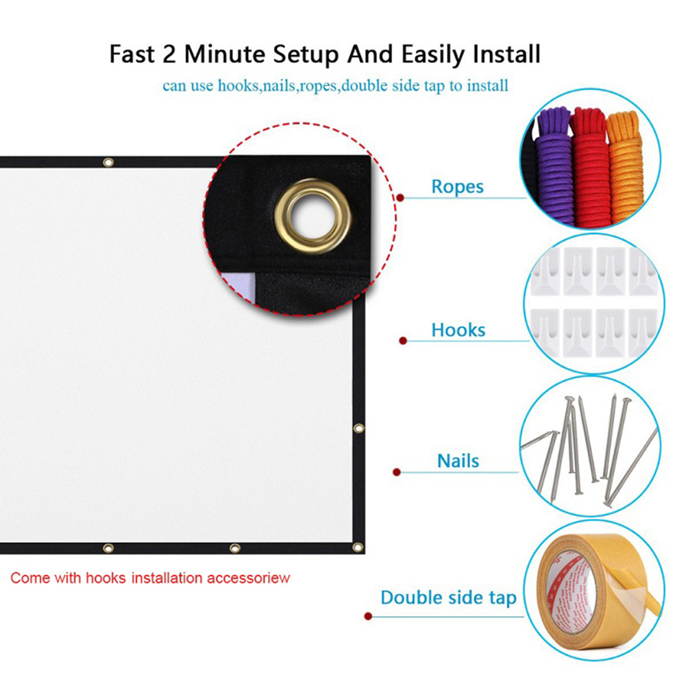 Layar proyektor portabel, tira - Projector Screen 100 Inch ulasan dan harga