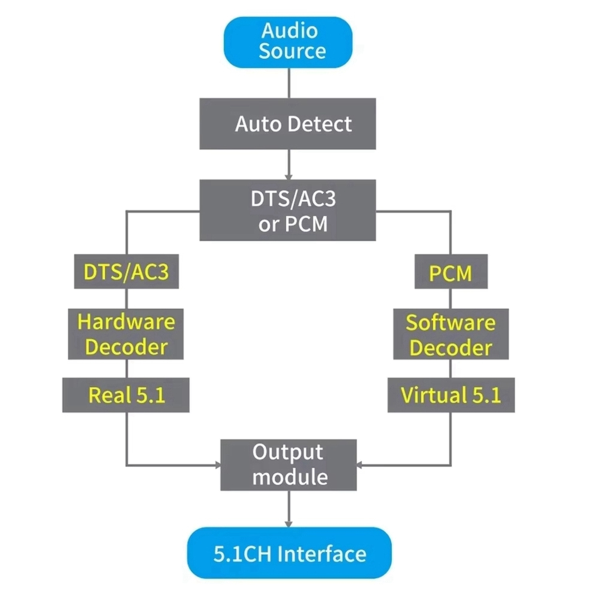 AU47-DAC651C 5.1 Dekoder Audio - Surround Sound Decoder ulasan dan harga