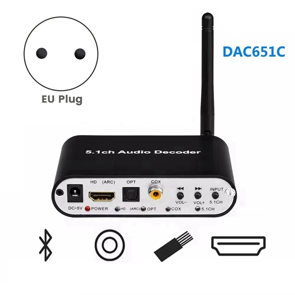 AU47-DAC651C 5.1 Dekoder Audio - Surround Sound Decoder ulasan dan harga