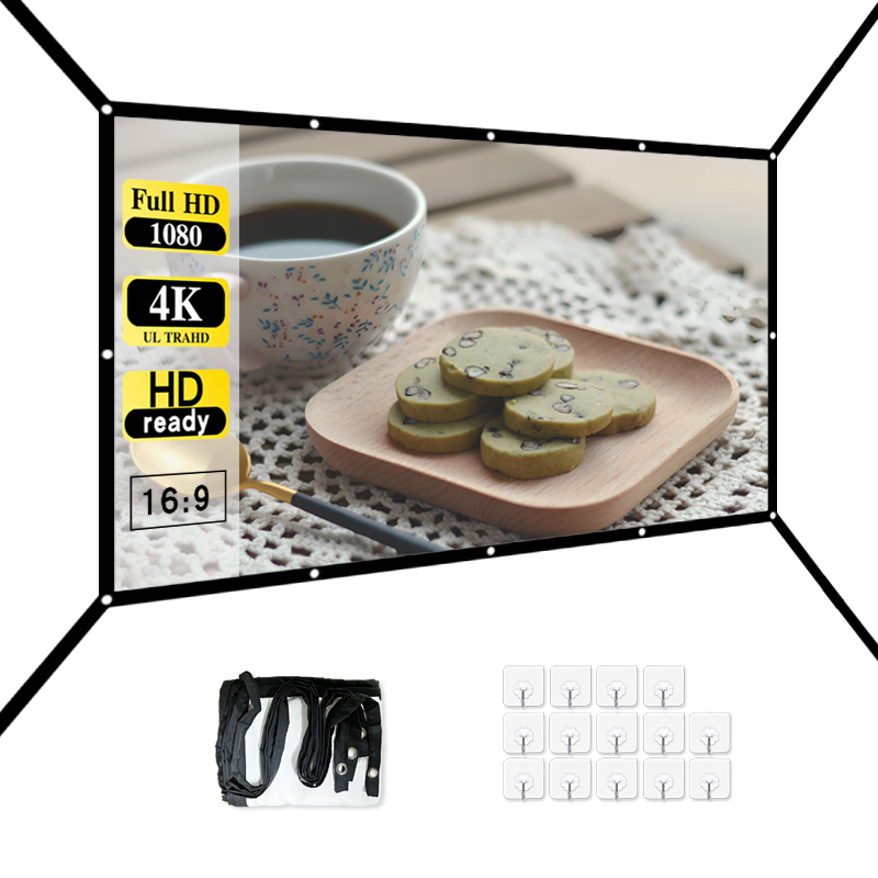 16:9 Layar Portabel Lipat Puti - Projector Screen 100 Inch ulasan dan harga