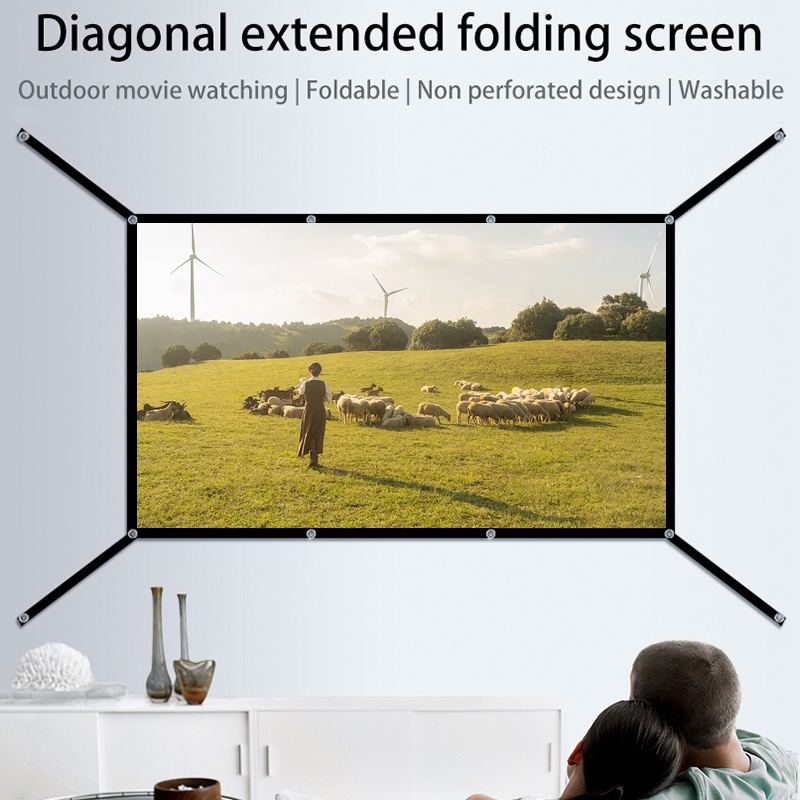 16:9 Layar Portabel Lipat Puti - Projector Screen 100 Inch ulasan dan harga