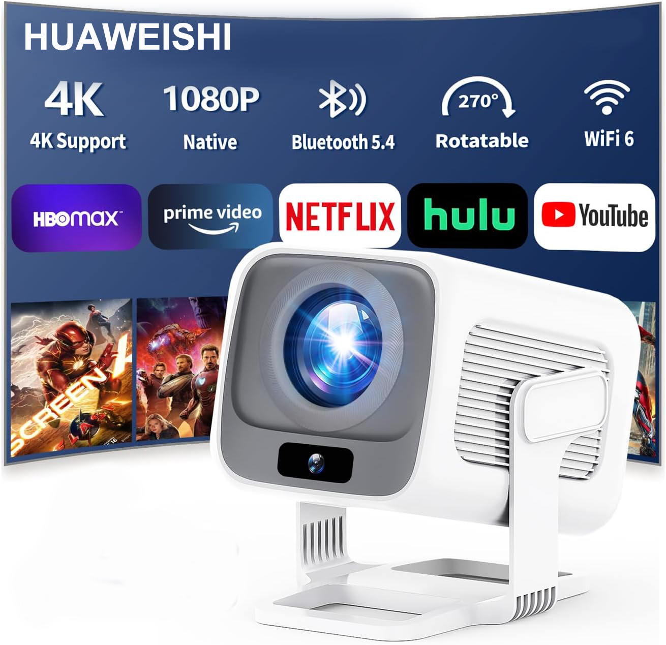 Proyektor HUAWEISHI 4K Android - Home Cinema Entertainment ulasan dan harga