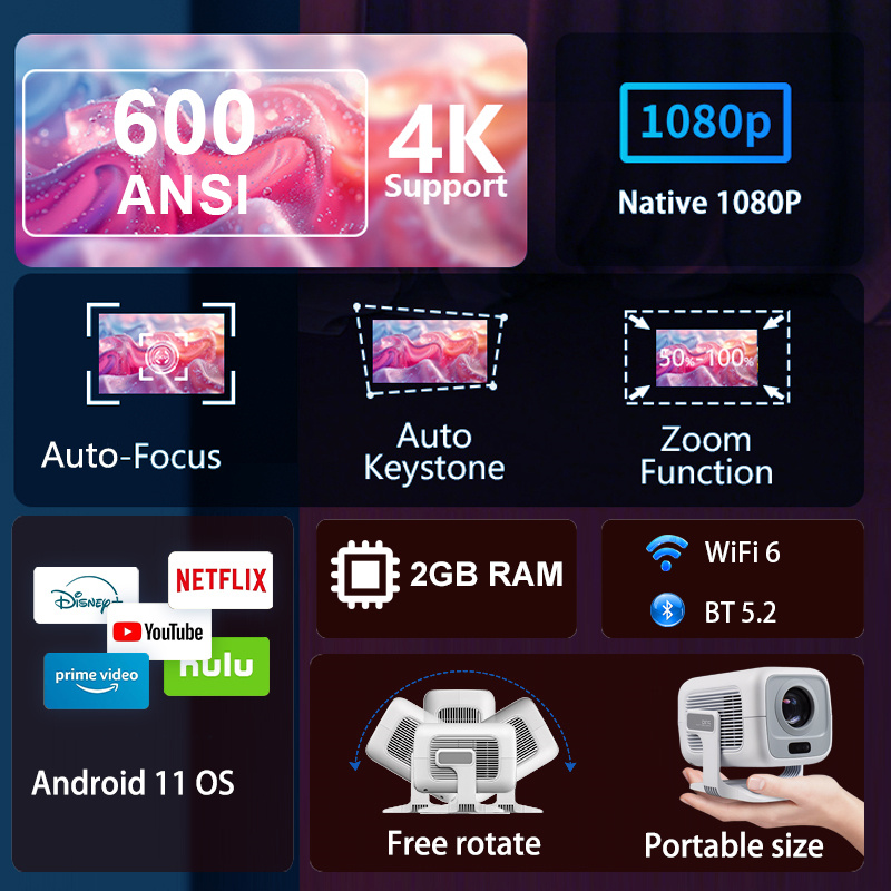 Proyektor HUAWEISHI 4K Android - Home Cinema Entertainment ulasan dan harga